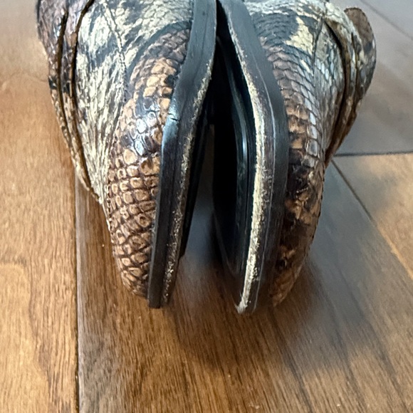 Via Spiga Tan and Brown Snake Print Loafers - Picture 8 of 12
